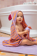Poncho de bain en coton à capuche - Ourson Lavande