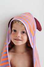 Poncho de bain en coton à capuche - Ourson Lavande