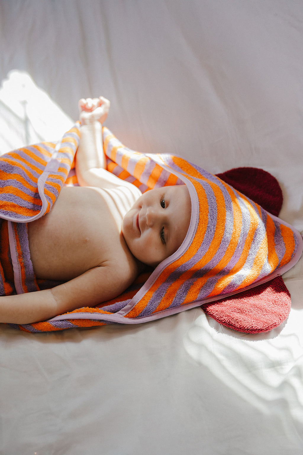 Poncho de bain en coton à capuche - Ourson Lavande