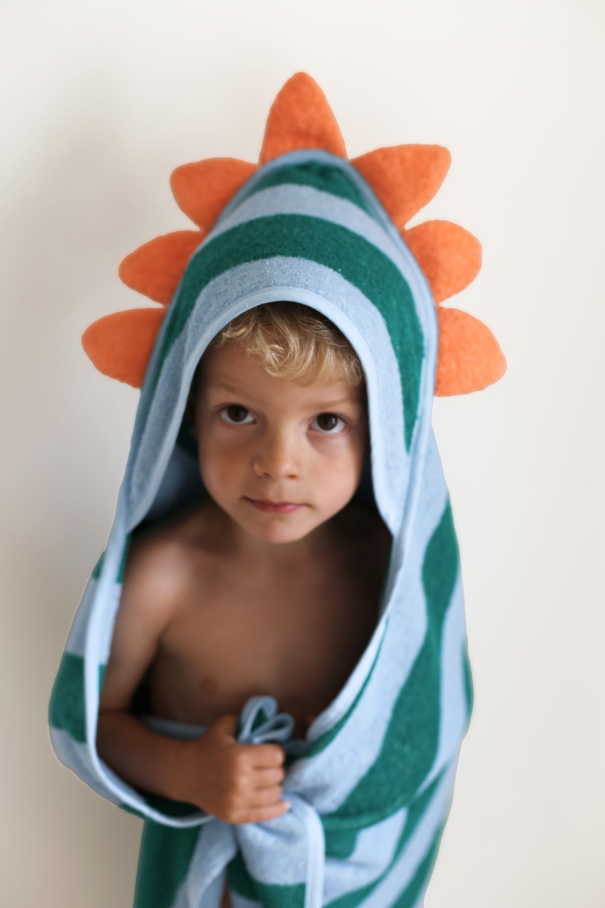 Cotton hooded towel - Dino Lagoon green