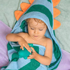 Cotton hooded towel - Dino Lagoon green